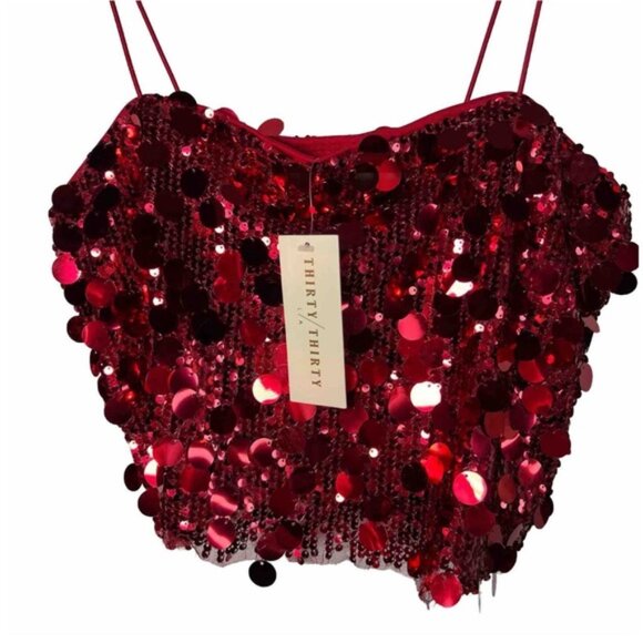 NWT THIRTY / THIRTY Bubble Sequined Sleeveless Spaghetti Blouse Size M - Picture 4 of 15
